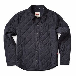 Levi’s Quilted Jacket Navy Blue Snap Front Cotton Poly Coat Mens Small